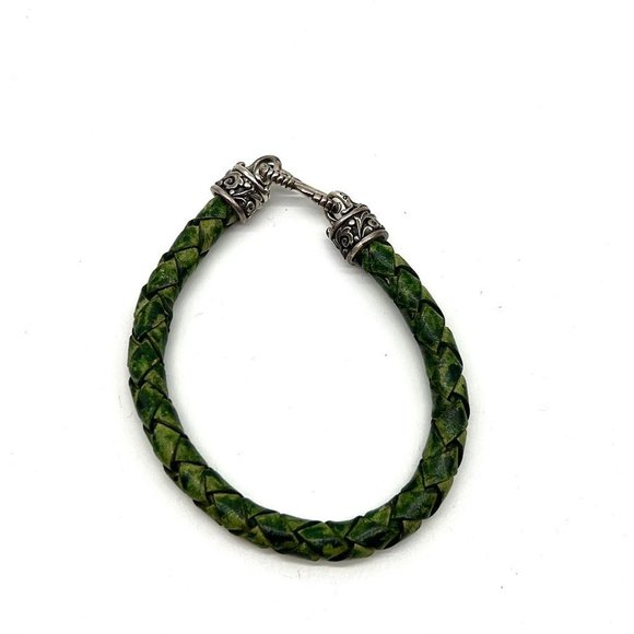 Rockertype braided leather bracelet with silver Clasp - Picture 3 of 3